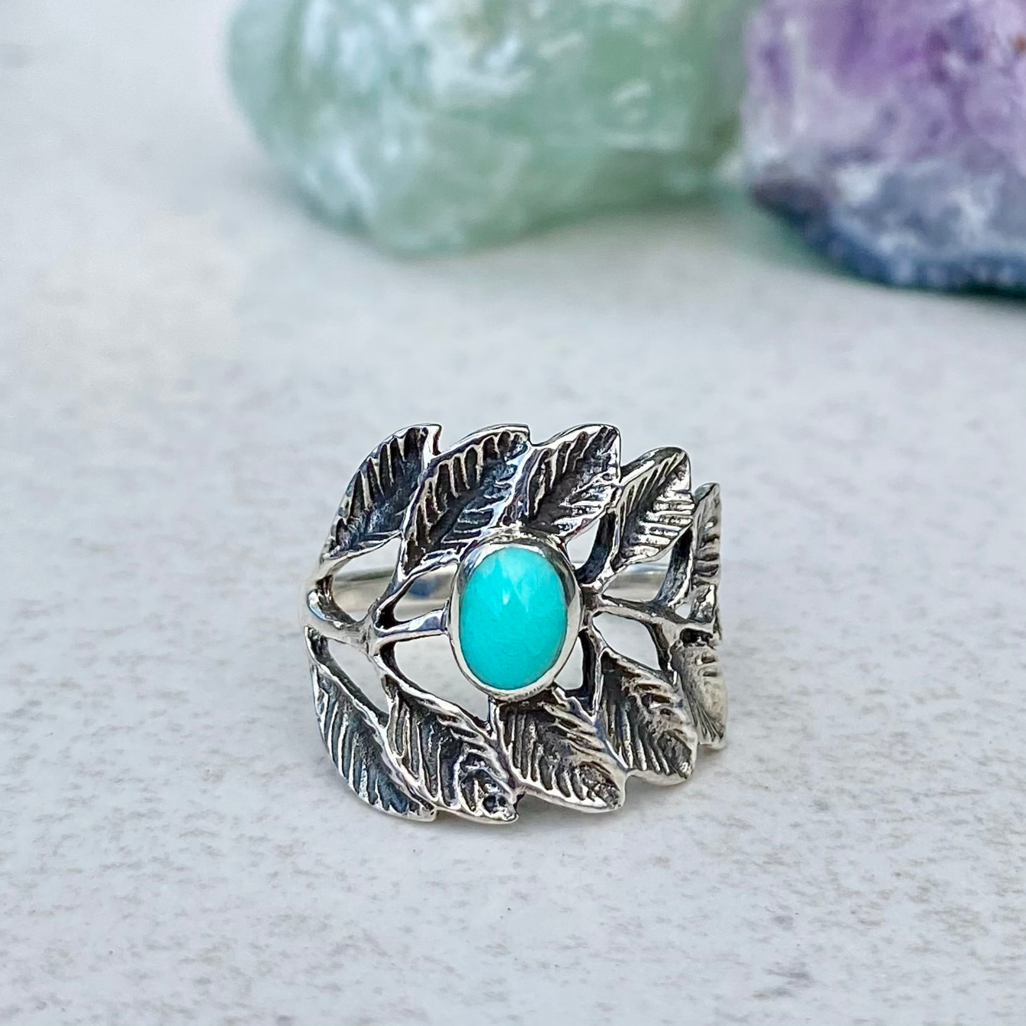 Turquiose Leaf Ring