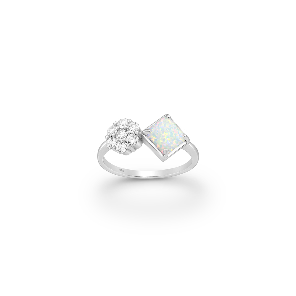 Opal & CZ Ring