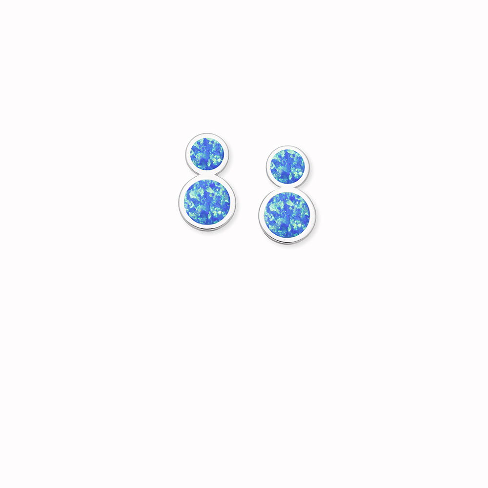 Blue Opal Double Circle Earrings