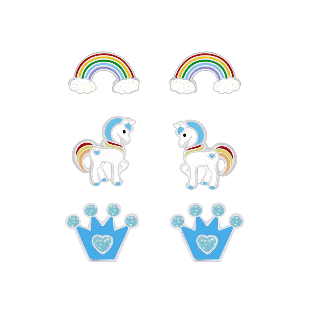 Rainbow Set Stud Earrings (3 pairs)