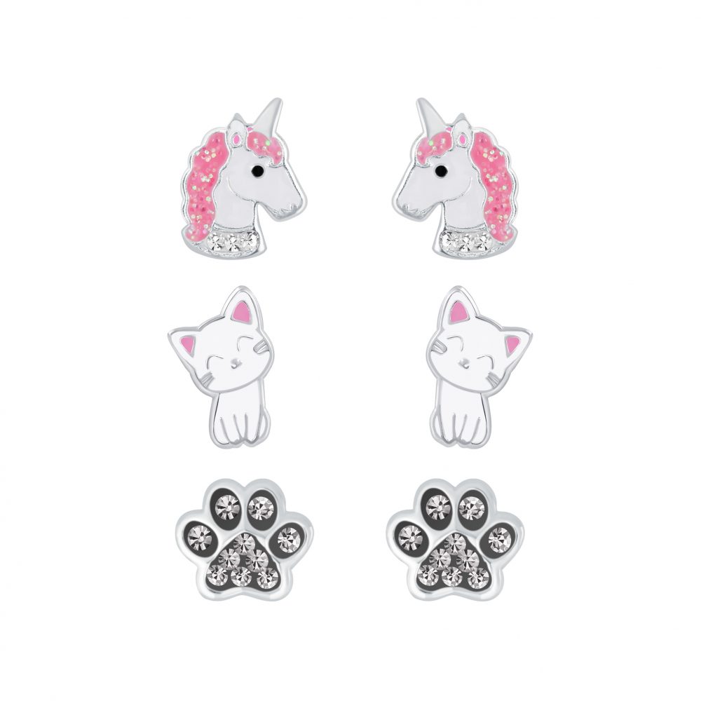 Unicorn/Cat Stud Earring Set (3 pairs)