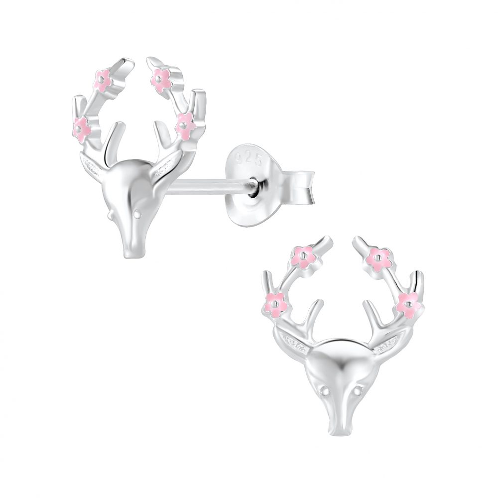 Flower Deer Stud Earrings