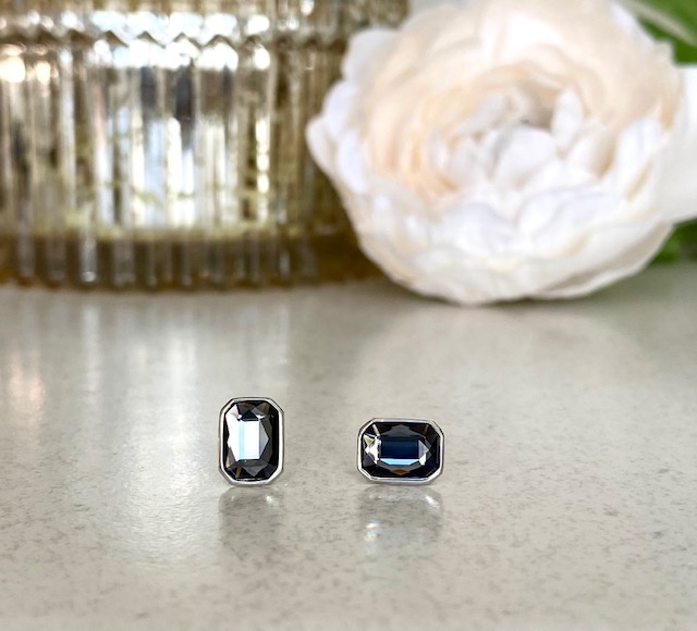 Radiant Crystal Earrings - Silver Night