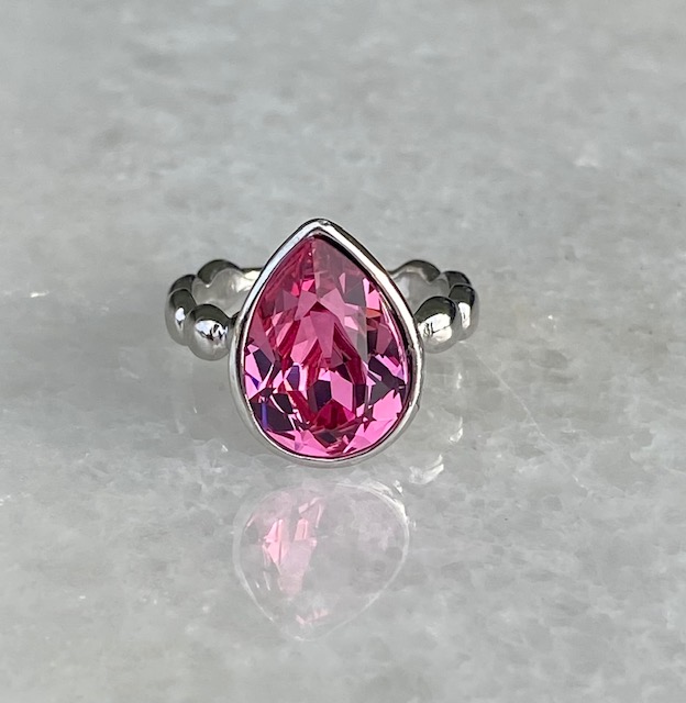 Pear Crystal Ring - Rose