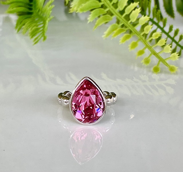 Pear Crystal Ring - Rose