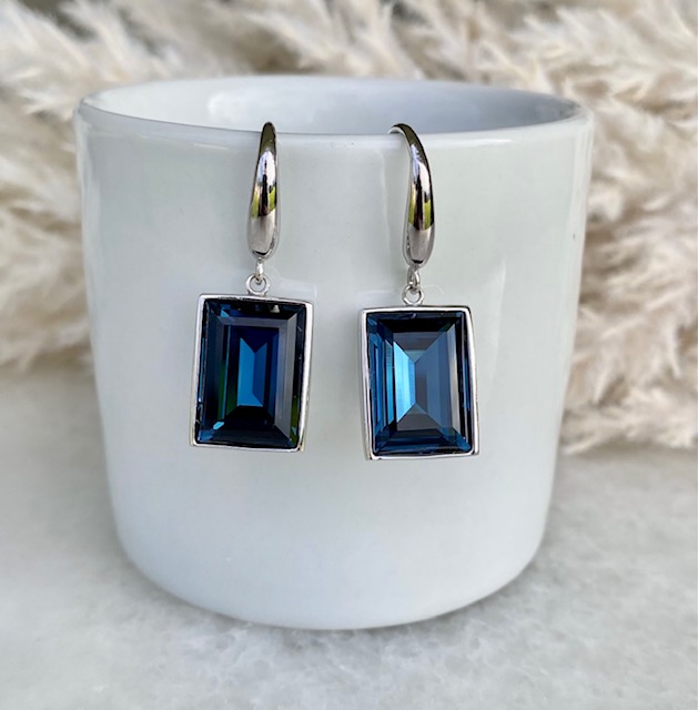 Emerald Cut Earrings - Montana Blue