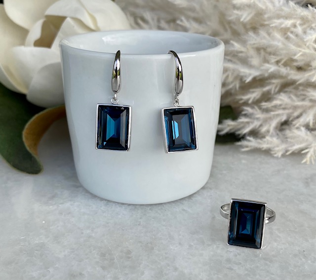 Emerald Cut Earrings - Montana Blue