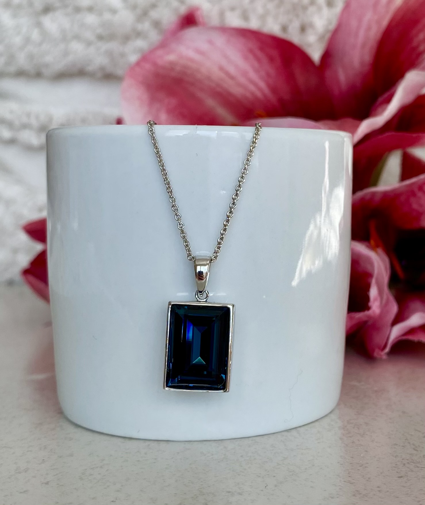 Emerald Cut Earrings - Montana Blue