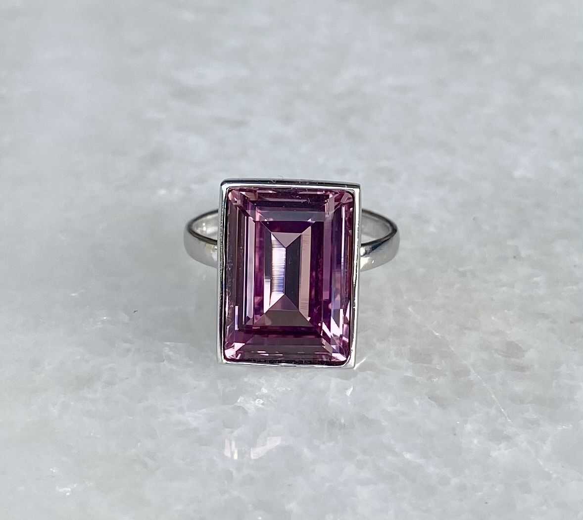 Emerald Cut Ring - Light Amethyst
