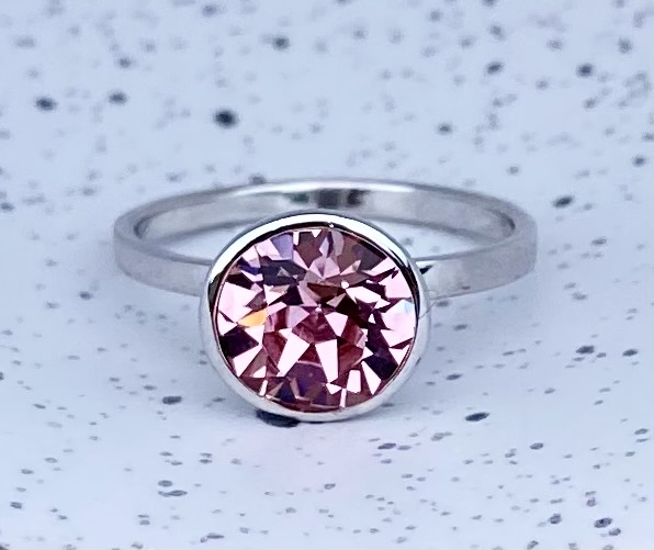 Round Crystal Ring - Light Rose